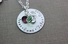 Load image into Gallery viewer, Personalized Sterling Silver Name Necklace with Swarovski Crystal Birthstone Charms - Family Jewelry - Personalized Mother&#39;s Day Gift
