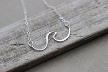 Load image into Gallery viewer, Wave Necklace - sterling silver wire wave pendant - sideways horizontal  necklace - Beach Jewelry - Ocean necklace - gift for her
