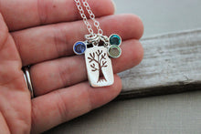 Load image into Gallery viewer, Family Tree Necklace -  Sterling Silver - Personalized with Swarovski crystal birthstones - Mother&#39;s Day gift for mom or grandma
