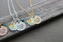 Load image into Gallery viewer, love you to the moon &amp; back necklace -  Rose gold fill, sterling silver or 14k gold filled - Swarovski crystal moon and birthstones
