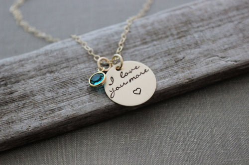 Personalized 14k gold filled I love you more necklace - Swarovski Crystal Birthstone Charms - mom - grandma - wife - Gift for her Christmas