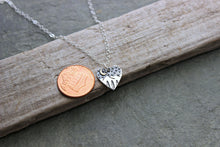 Load image into Gallery viewer, Sterling Silver Mountain Love Necklace - Heart Shaped Mountain Tree Scene with Bronze Moon - Pacific Northwest Theme
