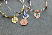 Load image into Gallery viewer, Personalized name bracelet - Silver stainless steel, rose gold or gold - Name disc  Swarovski crystal birthstone - Mother&#39;s Day gift for her
