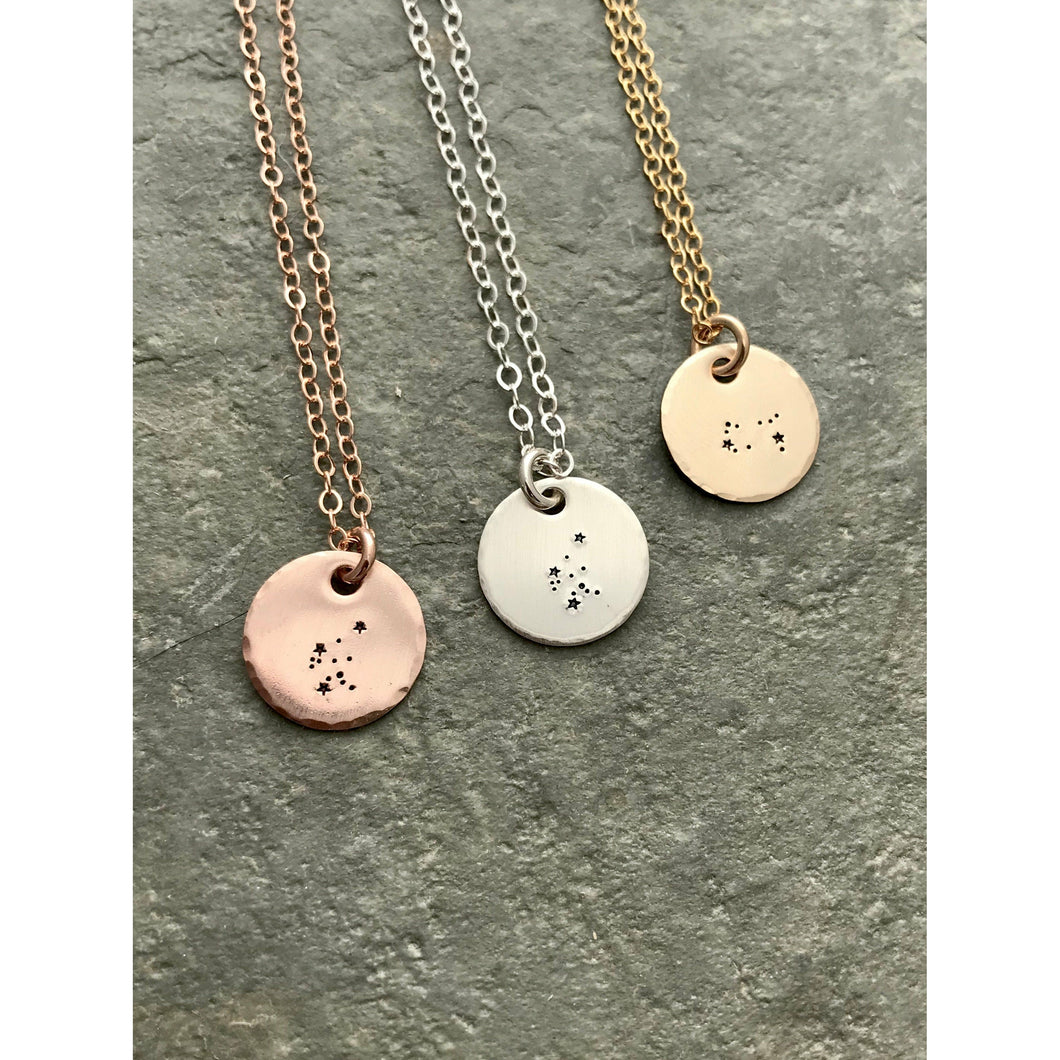 Zodiac Constellation Necklace - Birthday Gift for her - Custom horoscope necklace - Sterling silver, rose gold filled or gold fill