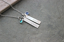 Load image into Gallery viewer, Stainless steel name necklace -  multiple Name Bars - Rectangle Charms - Personalized Nameplates - Swarovski crystal birthstone charms
