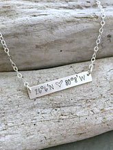 Load image into Gallery viewer, Coordinates necklace - Skinny Bar  - 925 sterling silver chain and bar - sideways bar necklace - GPS necklace - Special place Lat and Long
