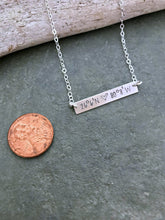 Load image into Gallery viewer, Coordinates necklace - Skinny Bar  - 925 sterling silver chain and bar - sideways bar necklace - GPS necklace - Special place Lat and Long
