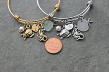Load image into Gallery viewer, Personalized Beach Bracelet gold or silver stainless steel - sea glass, pearl, initial, mermaid charm, sea turtle &amp; starfish - gift for her
