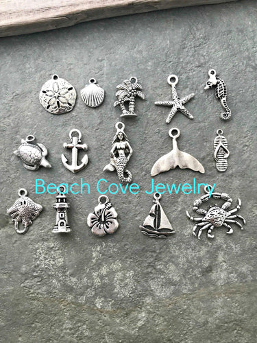 Add a pewter beach charm to any stainless steel bracelet in my shop