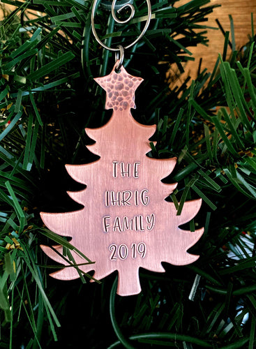 Customized Family Ornament - Personalized Christmas Tree Ornament - Rustic Copper - Metal Winter Decor - Housewarming Gift