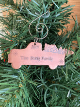 Load image into Gallery viewer, Vintage Style Truck with Tree personalized  Christmas Tree Ornament - Rustic Copper - Winter Decor - Housewarming Gift
