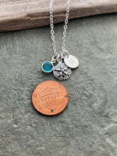 Load image into Gallery viewer, Sterling silver sand dollar Necklace with Hand stamped Initial letter disc and Swarovski Crystal Birthstone, Birthday Gift for her beach
