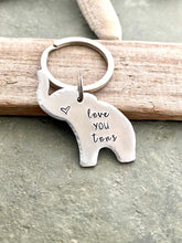 Load image into Gallery viewer, love you tons - elephant keychain - lucky key ring - gift for daughter - gift for her Valentine&#39;s Day gift  Silver aluminum bronze or copper
