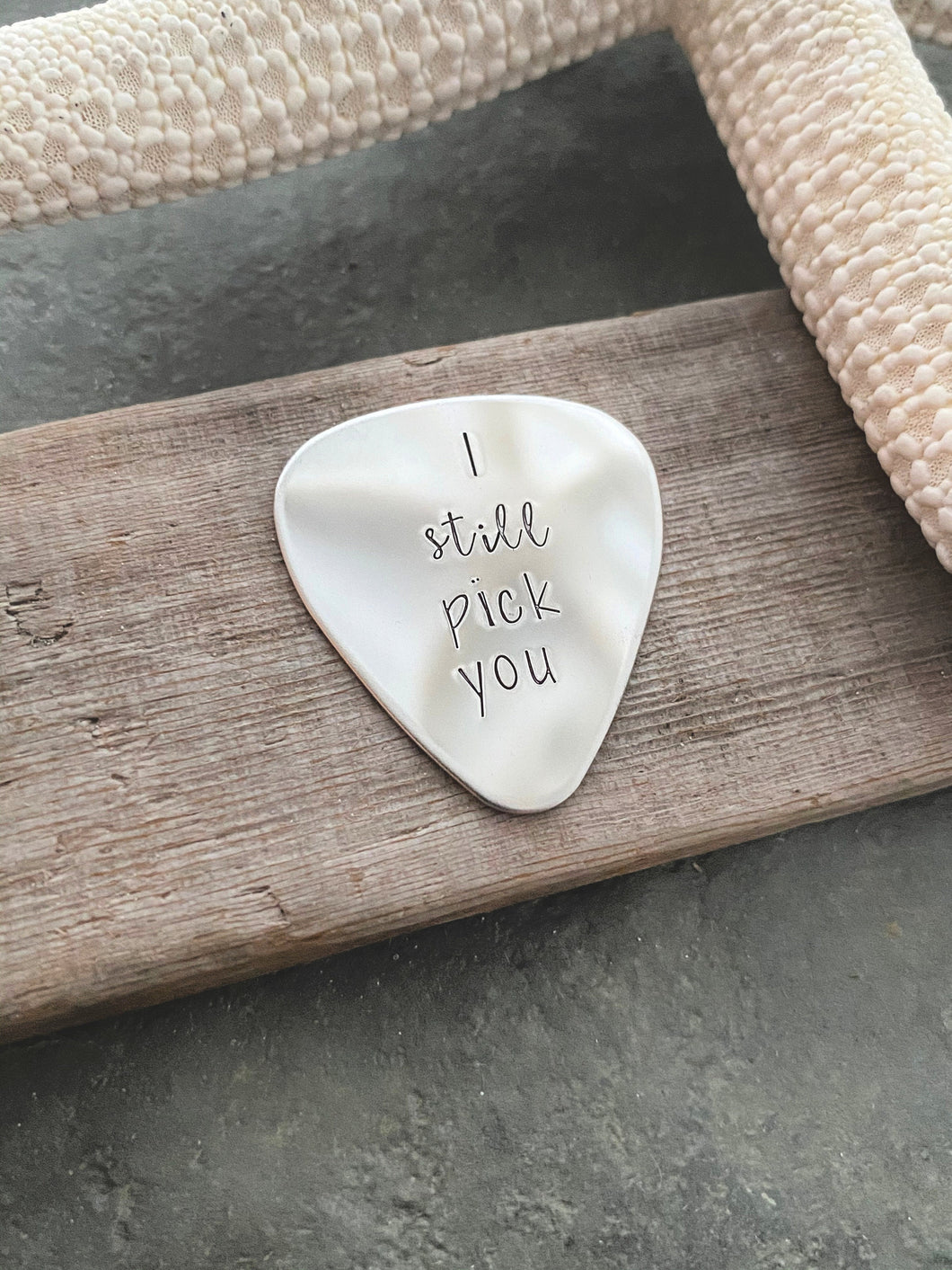 I still pick you guitar pick - Stainless steel - gift for him - Personalized date - Anniversary gift, Silver pick Valentine gift for husband