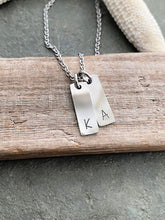 Load image into Gallery viewer, Personalized  Mini Initial Bar Jewelry, Stainless Steel Multiple Mini Initial Necklace - Tiny Bar necklace -  customized gift for her
