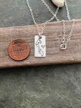 Load image into Gallery viewer, Whidbey Island Necklace - Hand stamped outline of Whidbey Island Washington State Sterling Bar with Sterling silver chain and Heart design
