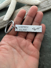 Load image into Gallery viewer, Whidbey Island Keychain - Aluminum Hand Stamped Whidbey Bar Key Chain - Gift for Him - Hometown - Washington State
