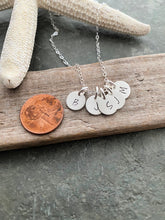 Load image into Gallery viewer, Mini Initial Jewelry, Sterling Silver Personalized Initial Necklace - sterling discs Simple Monogram Tiny silver customized gift for her
