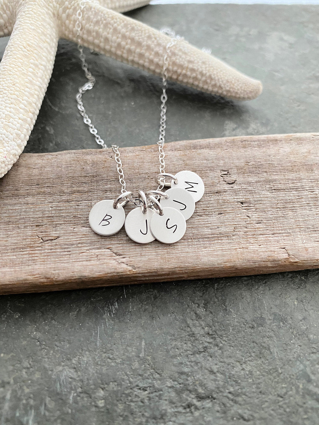 Mini Initial Jewelry, Sterling Silver Personalized Initial Necklace - sterling discs Simple Monogram Tiny silver customized gift for her