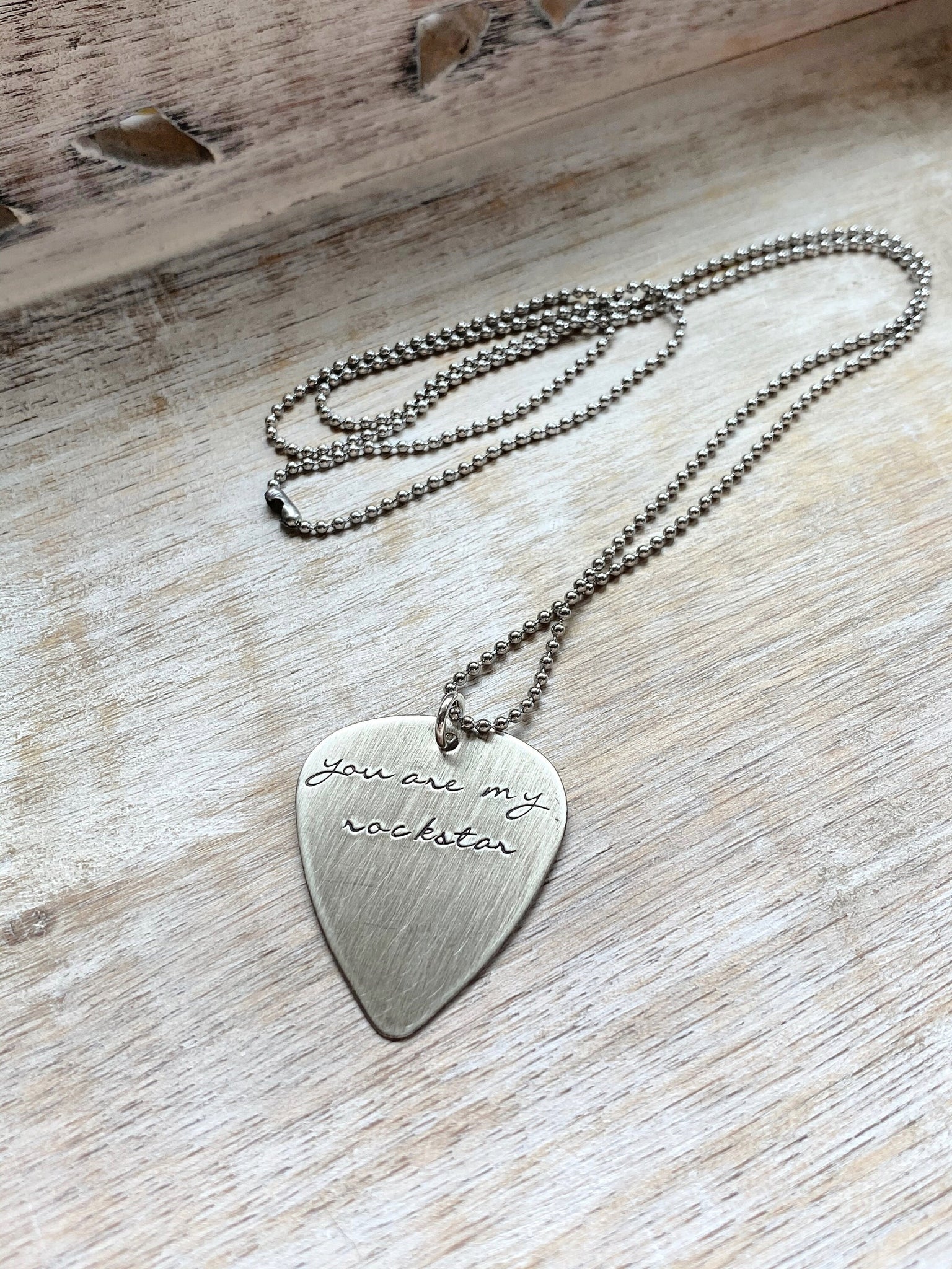 you are my rockstar - sterling silver guitar pick with stainless