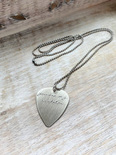 Load image into Gallery viewer, you are my rockstar - sterling silver guitar pick with stainless steel necklace chain - hand stamped pick - gift for boyfriend girlfriend
