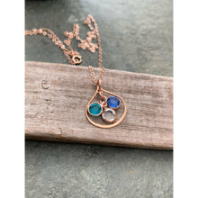 Load image into Gallery viewer, Rose gold family birthstone necklace - 14k rose gold filled chain  Swarovski Crystal Children&#39;s birthstones  Grandma necklace Christmas Gift
