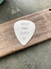 Load image into Gallery viewer, Best dad ever - Sterling silver guitar pick - Hand Stamped Guitar Pick - Playable -  Plectrum 24 gauge - Christmas gift Choice of color
