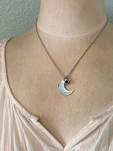 love you to the moon & back, stainless steel necklace, Swarovski Crystal Birthstones, Grandma Gift, Mommy Jewelry, Christmas Gift