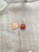 Load image into Gallery viewer, Carnelian necklace silver, Sterling silver carnelian pendant for women, rose cut gemstone pendant, faceted orange stone pendant,
