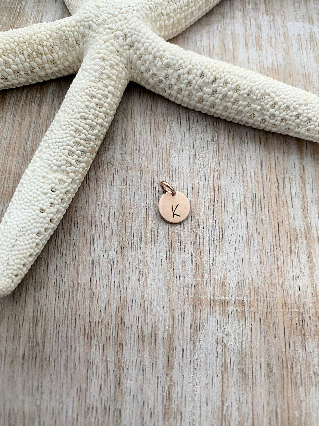 Add a tiny 14k Rose Gold Filled Initial Charm to Any Charm Necklace in My Shop