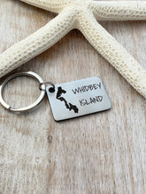 Load image into Gallery viewer, Whidbey Island Keychain - Stainless steel engraved Whidbey Key Chain - Gift for friend - Hometown - Washington State - small rectangle
