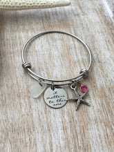Load image into Gallery viewer, it matters to this one, stainless steel adjustable bangle bracelet, starfish charm, genuine sea glass and Swarovski birthstone, teacher gift
