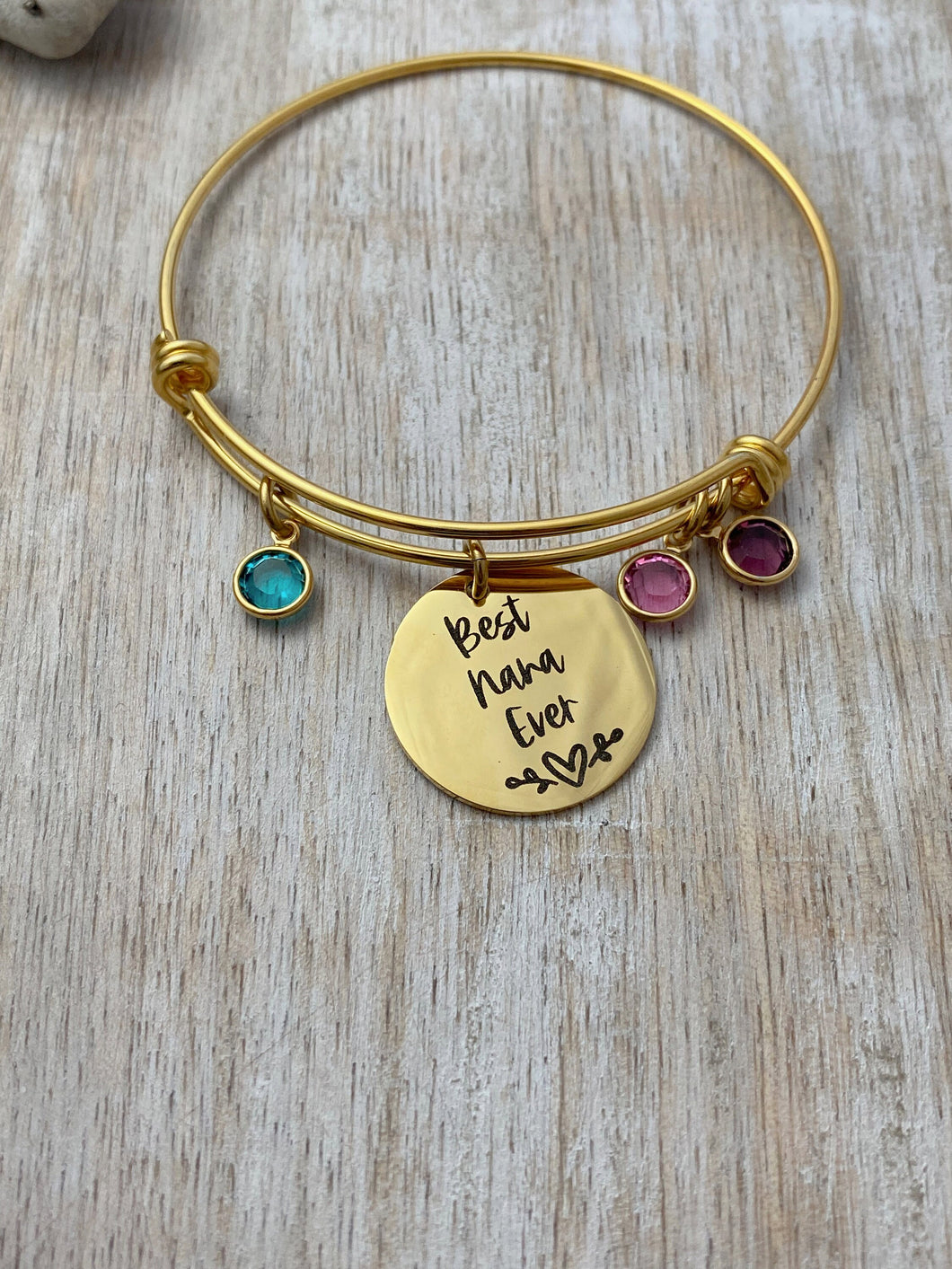 Best Mom Ever bracelet - Personalized with any name  Swarovski crystal birthstones rose gold, gold or silver stainless steel bangle bracelet