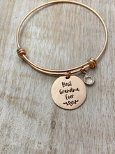 Load image into Gallery viewer, Best Mom Ever bracelet - Personalized with any name  Swarovski crystal birthstones rose gold, gold or silver stainless steel bangle bracelet
