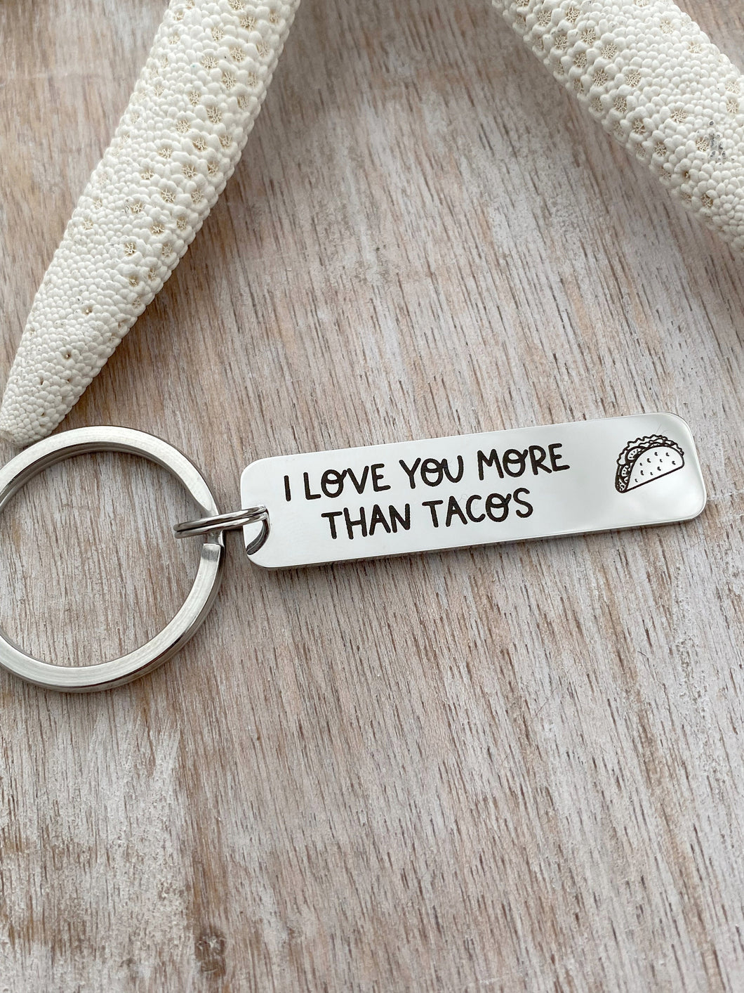 I love you more than tacos keychain - Stainless steel engraved  Bar Key ring - Funny Gift for Him - Valentine's Day gift - gift for friend