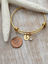 Load image into Gallery viewer, Personalized initial bracelet stainless steel - bangle bracelet - Gift for friend - gift for new mom - Christmas gift stocking stuffer
