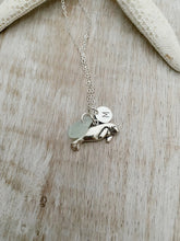 Load image into Gallery viewer, Sterling Silver Manatee Charm necklace with genuine Sea Glass and Personalized custom initial charm, made to order, Gift for beach lover
