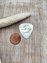 Load image into Gallery viewer, you rock my soul guitar pick - Stainless steel - gift for him - engraved guitar pick Silver tone pick gift for husband Valentine&#39;s Day gift
