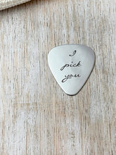 Load image into Gallery viewer, I pick you engraved guitar pick - Stainless steel - gift for him - Silver tone pick - gift for husband Valentine&#39;s Day gift
