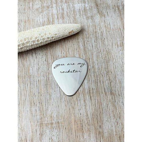 you are my rockstar engraved guitar pick - Stainless steel - gift for him - Silver tone pick gift for husband Valentine's Day gift