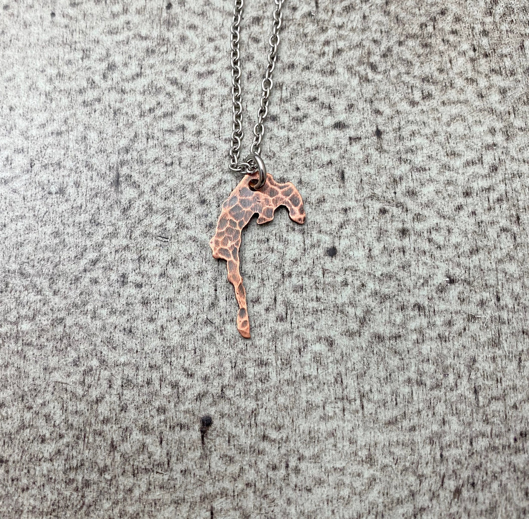 Camano Island Outline Necklace -  Washington State Rustic Copper with stainless steel chain - PNW