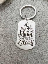 Load image into Gallery viewer, you are my moon and all my stars - celestial keychain - engraved keychain -  gift for boyfriend husband Valentine&#39;s Day
