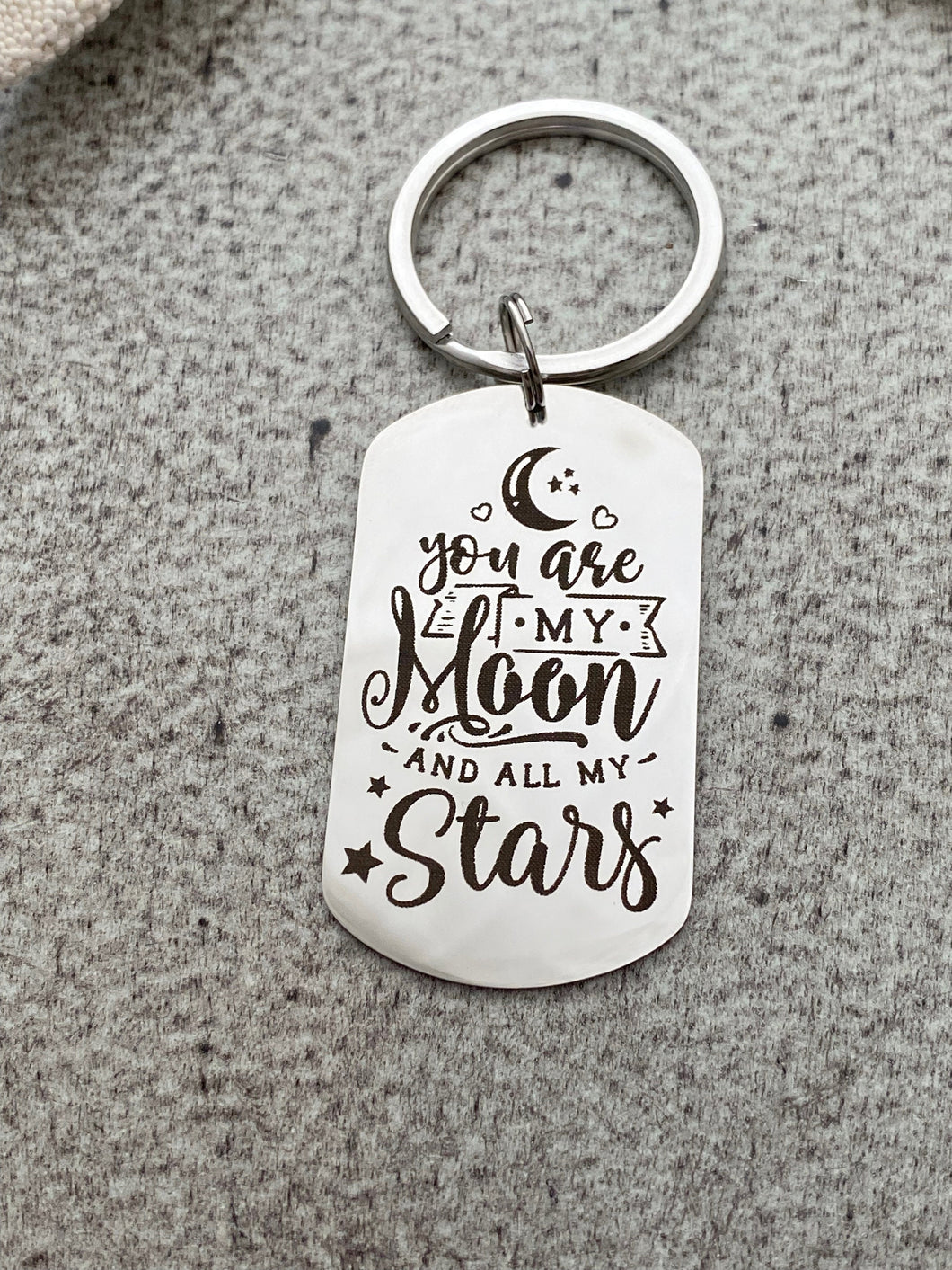you are my moon and all my stars - celestial keychain - engraved keychain -  gift for boyfriend husband Valentine's Day