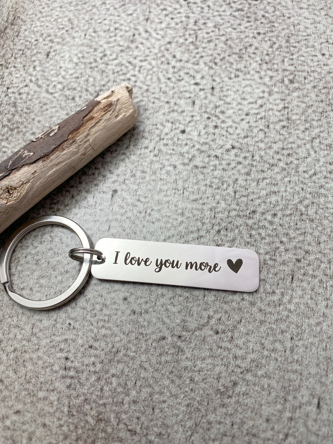 I love you more keychain with heart - Stainless steel engraved Key ring - Gift for Him - Valentine's Day gift for boyfriend or husband