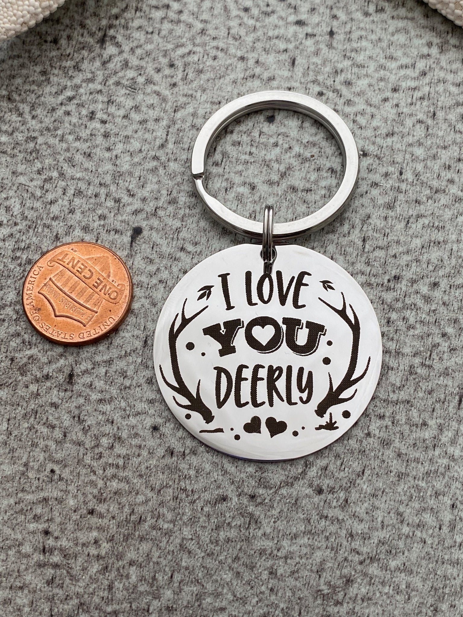 Engraved Silver Coin Key Chain