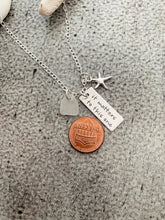 Load image into Gallery viewer, it matters to this one Necklace - Sterling Silver - Hand Stamped with starfish Charm and Genuine Sea Glass - Rectangle Charm adoption gift
