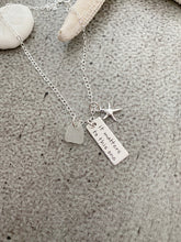 Load image into Gallery viewer, it matters to this one Necklace - Sterling Silver - Hand Stamped with starfish Charm and Genuine Sea Glass - Rectangle Charm adoption gift
