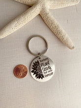 Load image into Gallery viewer, Teacher keychain - stainless steel engraved Key Chain -  sunflower keychain - teachers plant seeds that grow forever quote keychain
