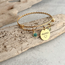 Load image into Gallery viewer, gold mama bracelet - Personalized with any name and crystal birthstones gold plated braided stainless steel bangle Mother&#39;s Day gift
