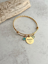Load image into Gallery viewer, gold mama bracelet - Personalized with any name and crystal birthstones gold plated braided stainless steel bangle Mother&#39;s Day gift

